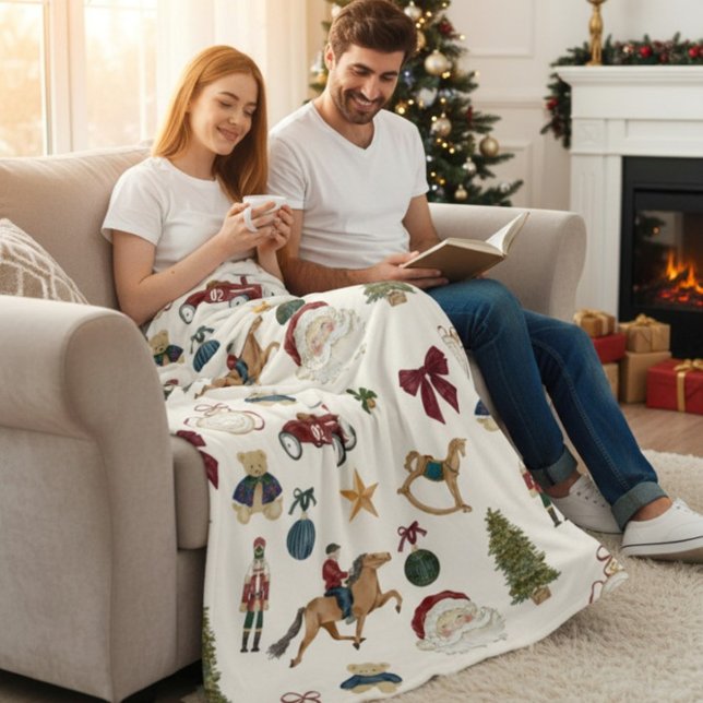 Couverture Polaire Vintage Christmas Toys Pattern Fleece Blanket (Créateur téléchargé)