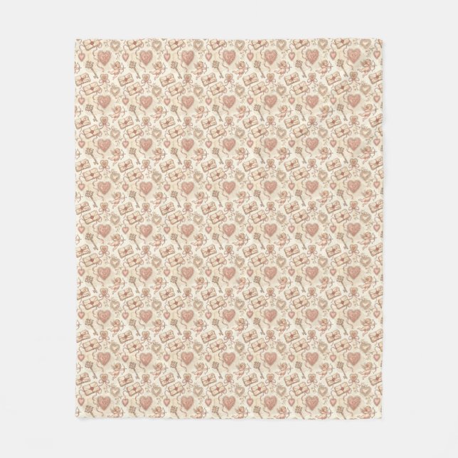Couverture Polaire Vintage Cupid Love Pattern (Devant)