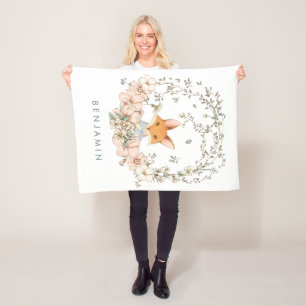 Couverture Polaire Vintage Cute Fox Botanical Baby Boy Nursery
