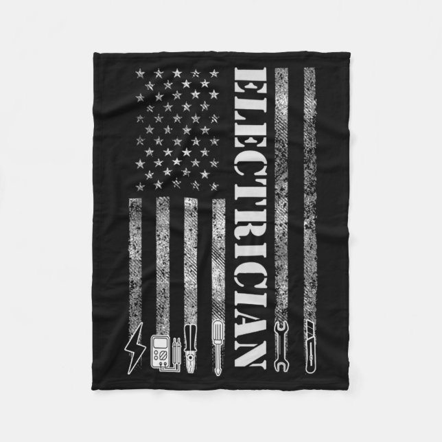 Couverture Polaire Vintage Electrician Nge Usa Flag Graphic  (Devant)
