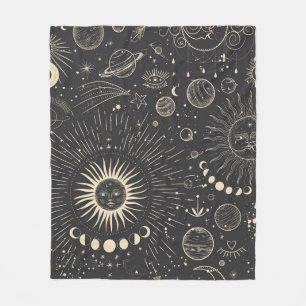 Couverture Polaire Vintage ensemble d'illustrations des phases de lun