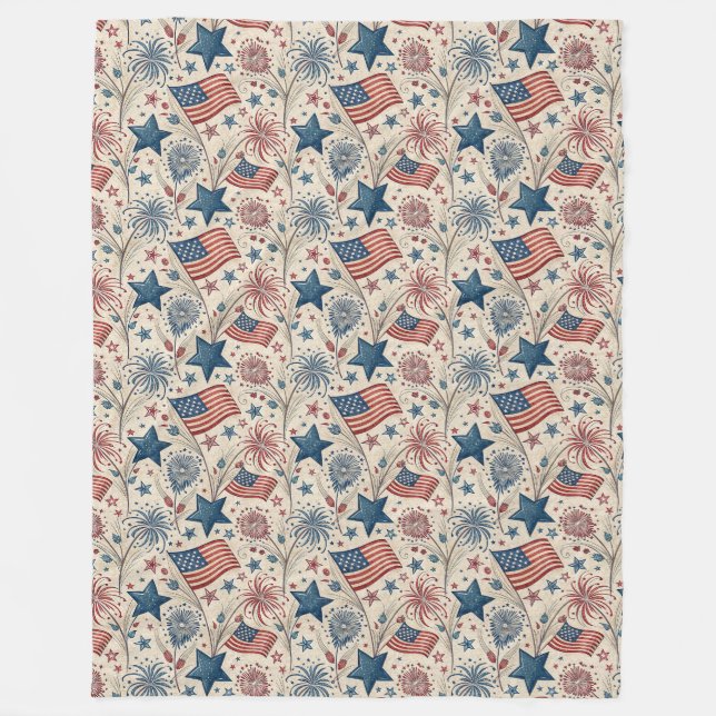 Couverture Polaire Vintage Flag Blanket Patriotic 4th of July Accent (Devant)
