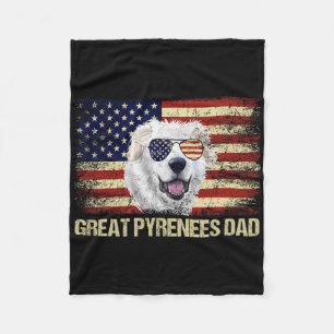 Couverture Polaire Vintage Grand Pyrénées Papa Américain Drapeau Usa