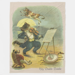 Couverture Polaire Vintage Hey Diddle Diddle Nursery Rhyme restauré