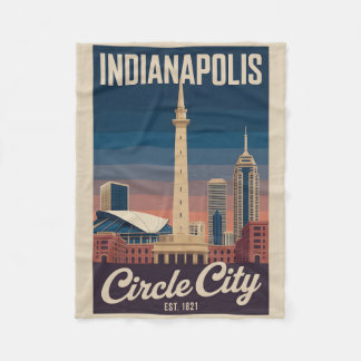 Couverture Polaire Vintage Indianapolis Indiana Retro Cityscape Trave