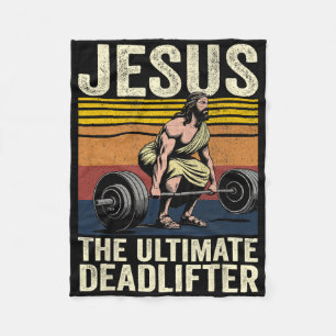 Couverture Polaire Vintage Jésus L'ultime Deadlifter Funny Christ