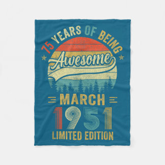 Couverture Polaire Vintage March 1951 Old 75th Birthday Men Women 