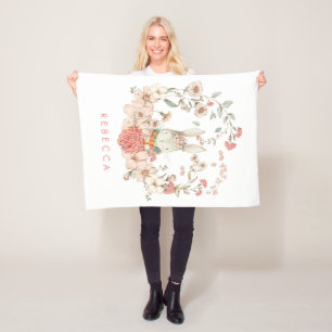 Couverture Polaire Vintage Mignonne Bunny Botanique Bébé Fille Nurser