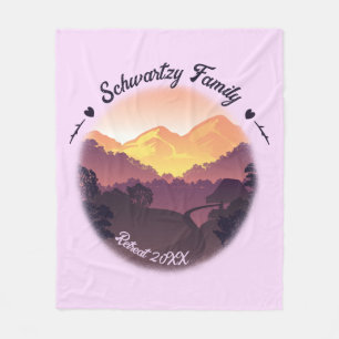 Couverture Polaire Vintage Mountain Sunset Ferme Retraite Purple