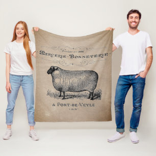 Couverture Polaire Vintage Mouton vieilli Muslin Ferme Rustique