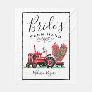 Couverture Polaire Vintage Red Tractor Heart Bride ferme Main