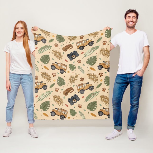 Couverture Polaire Vintage Road Trip Pattern (3) (En situation)