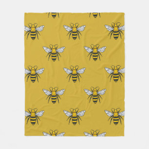 Couverture Polaire Vintage seamless pattern with yellow bees. Handdra