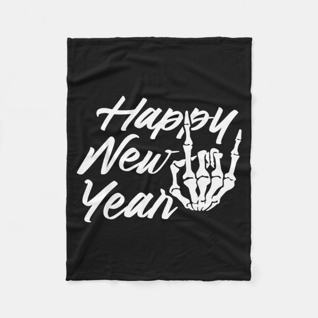 Couverture Polaire Vintage Skeleton Happy New Year Eve  (Devant)