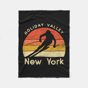 Couverture Polaire Vintage Ski Holiday Valley New York Mountain