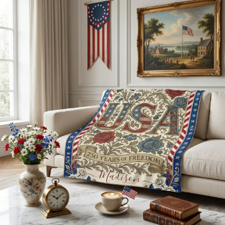 Couverture Polaire Vintage USA 250 ans de liberté Jardin victorien