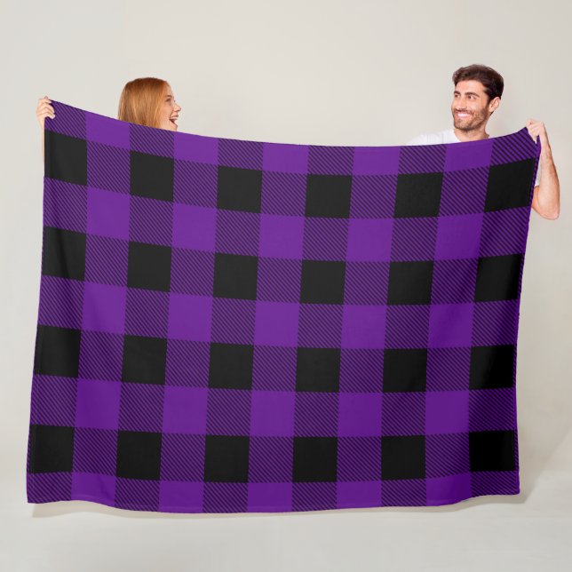 Couverture Polaire Vintage violet et noir (En situation)