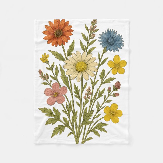 Couverture Polaire Vintage wildflowers (Devant)