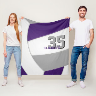 Couverture Polaire violet gris volleyball équipe couleurs décoration 