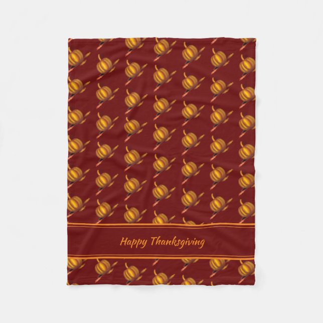 Couverture Polaire Violet | Personnalisé CITROUILLE | BON THANKSGIVIN (Devant)