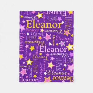 Couverture Polaire Violet rose filles nom Eleanor stars motif