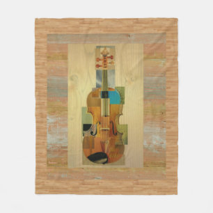 Couverture Polaire Violon composé sur l'arrière - plan en bois