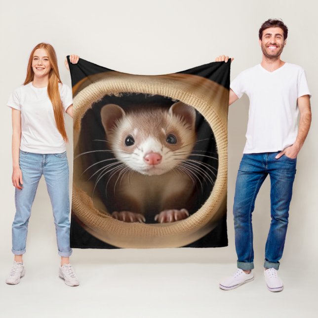 Couverture Polaire Visage du Ferret de bébé - Ferrets mignons (En situation)