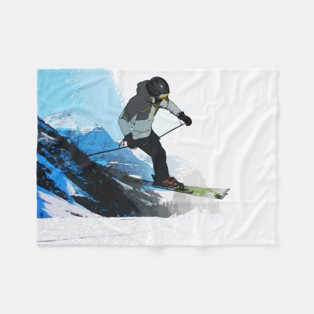 Couverture Polaire Vivez ! - Piste de ski alpin Blanche (Devant (Horizontal))