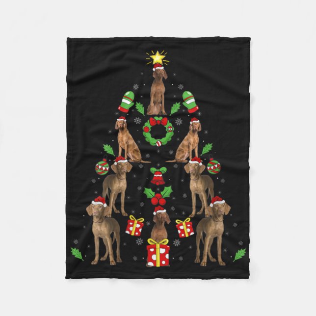 Couverture Polaire Vizsla Dog Xmas Lighting Tree Vizsla Christmas V N (Devant)