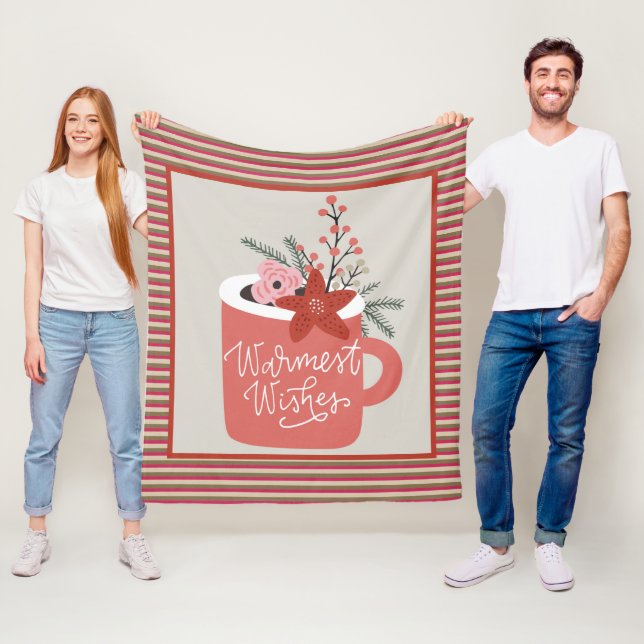 Couverture Polaire Voeux les plus chauds Rustique Retro Floral & Stri (En situation)