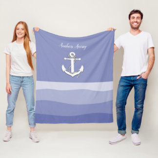 Couverture Polaire Voilier blanc nautique/ancres loin/vague bleue