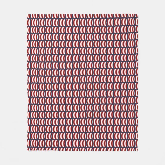 Couverture Polaire Voilier Viking Motif Rouge Blanc Bleu (Devant)