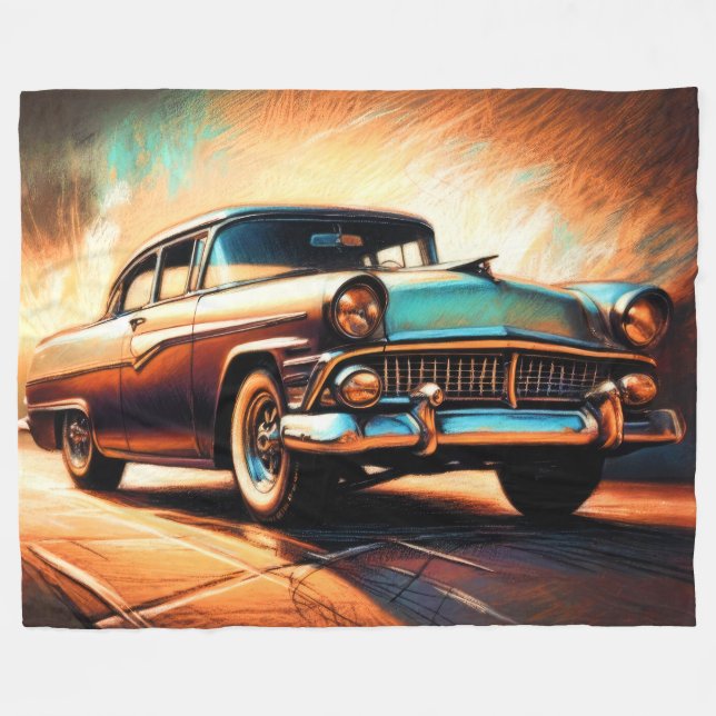 Couverture Polaire Voiture antique Hard Pastel (Devant (Horizontal))