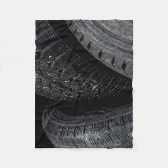 Couverture Polaire Voiture automobile vieux pneus Black Road voyages (Devant)