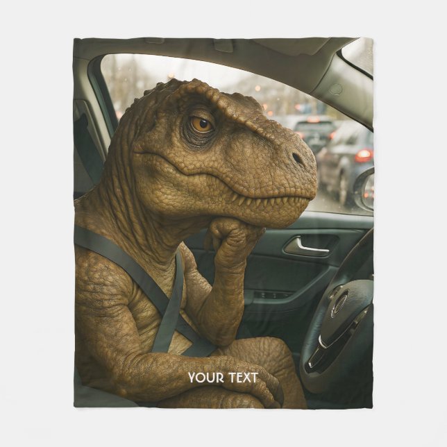 Couverture Polaire Voiture de conduite Imaginaire Dinosaur (Devant)