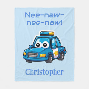 Couverture Polaire Voiture de police heureuse, tout-petit personnalis