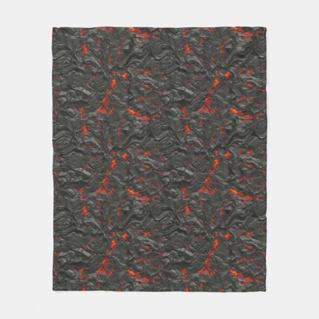 Couverture Polaire Volcan de lave molle noir et rouge (Devant)