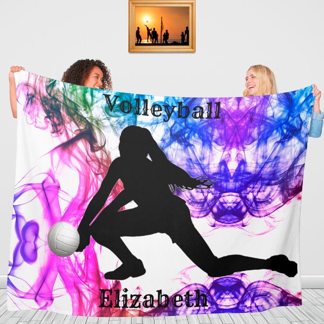 Couverture Polaire Volley-ball Aquarelle Blanche polaire (Créateur téléchargé)