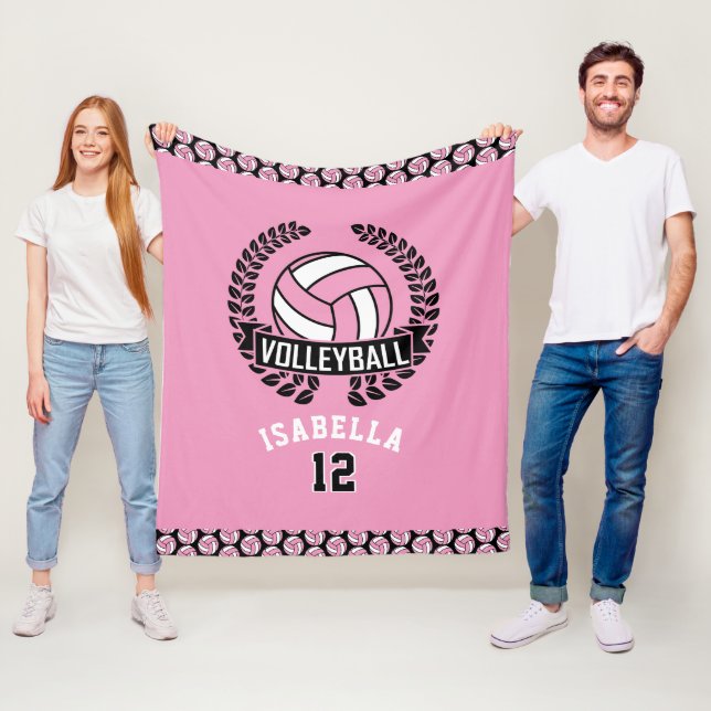 Couverture Polaire Volley-ball avec numéro DO-IT-YOURSELF - Rose (En situation)