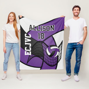 Couverture Polaire Volley-ball 🏐 Sport-Purple, Blanc et Noir