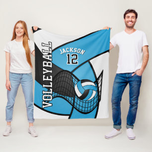 Couverture Polaire Volley 🏐 Sport en Bébé Bleu, Blanc & Noir