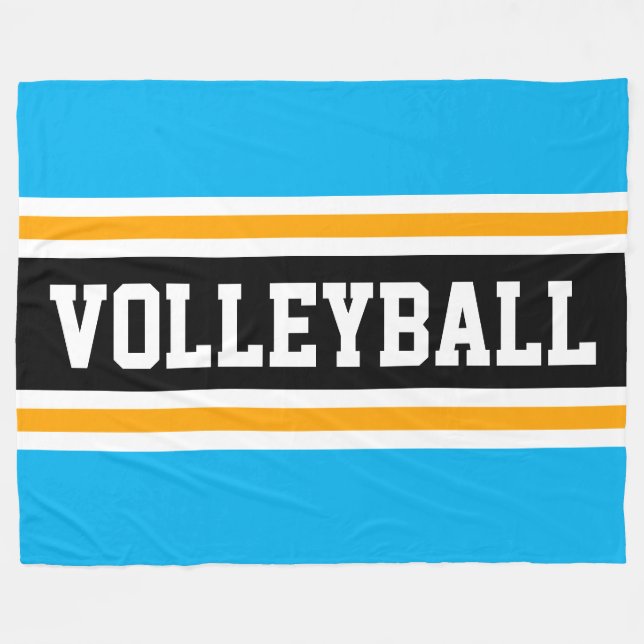 Couverture Polaire VOLLEYBALL ciel clair Bleu Jaune Bande Noire (Devant (Horizontal))