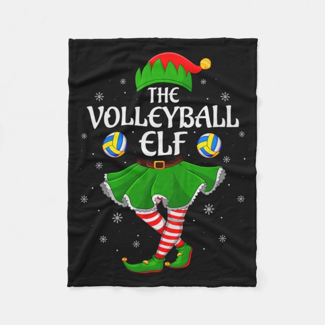 Couverture Polaire Volleyball Elf Christmas Family Girls Women Elf Sq (Devant)