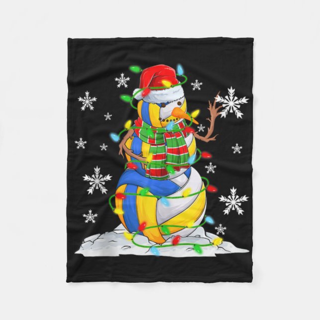 Couverture Polaire Volleyball Snowman Christmas Tree Lights Xma T Shi (Devant)