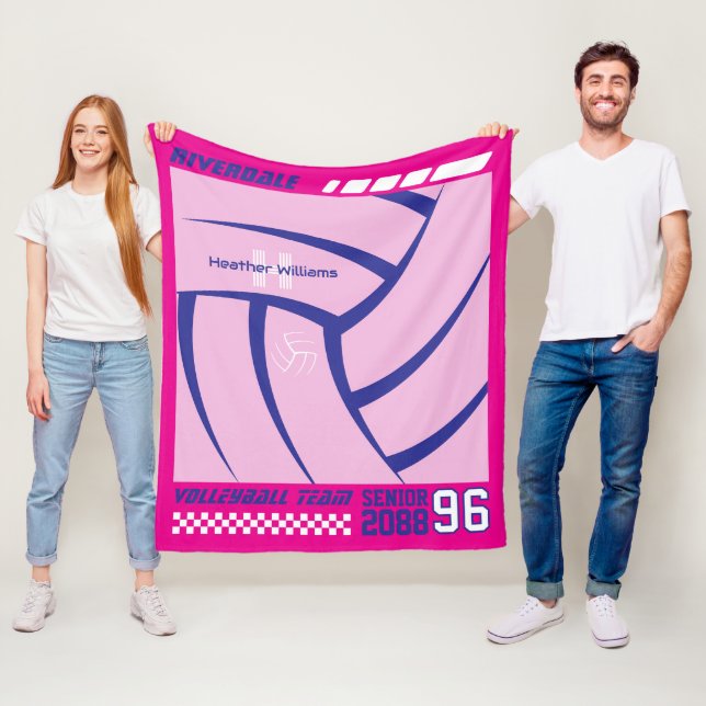 Couverture Polaire Volleyball Team Senior Night Gift Futuristic Y2K (En situation)