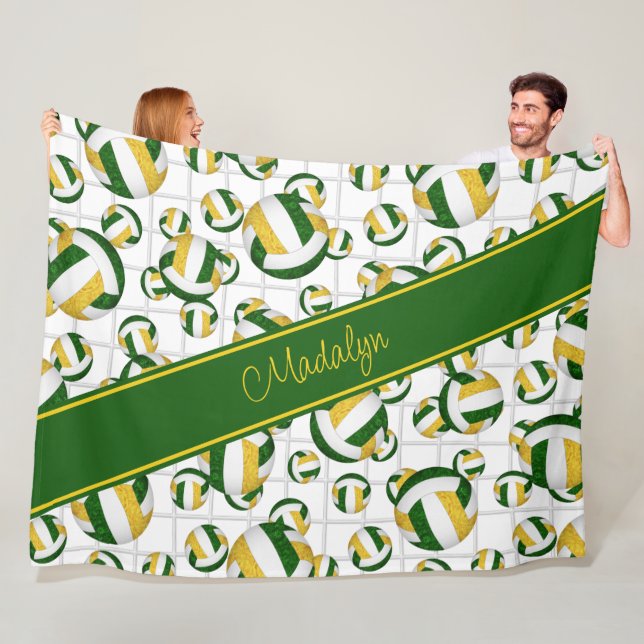 Couverture Polaire volleyballs en or vert motif w net accent (En situation)