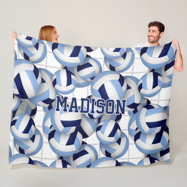 Couverture Polaire Volleyballs motif w net bkgrd marine lt bleu (En situation)