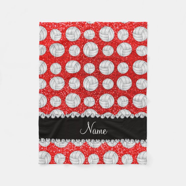 Couverture Polaire Volleyballs rouges au néon nommés faits sur (Devant)