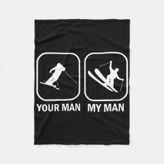 Couverture Polaire Votre Homme Mon Homme Drôle Biathlète Ski Tirer Sp