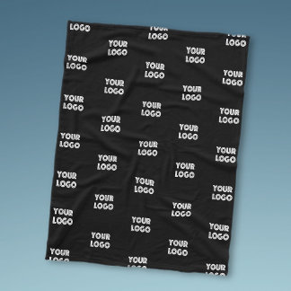 Couverture Polaire Votre logo simple logo répétitif | Noir